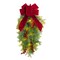 Haute Decor 20 Inch Pre-lit Classic Christmas Chairback Swag with Built-in Timer Artificial Berries, 15 Soft White Lights, and Real Pinecones